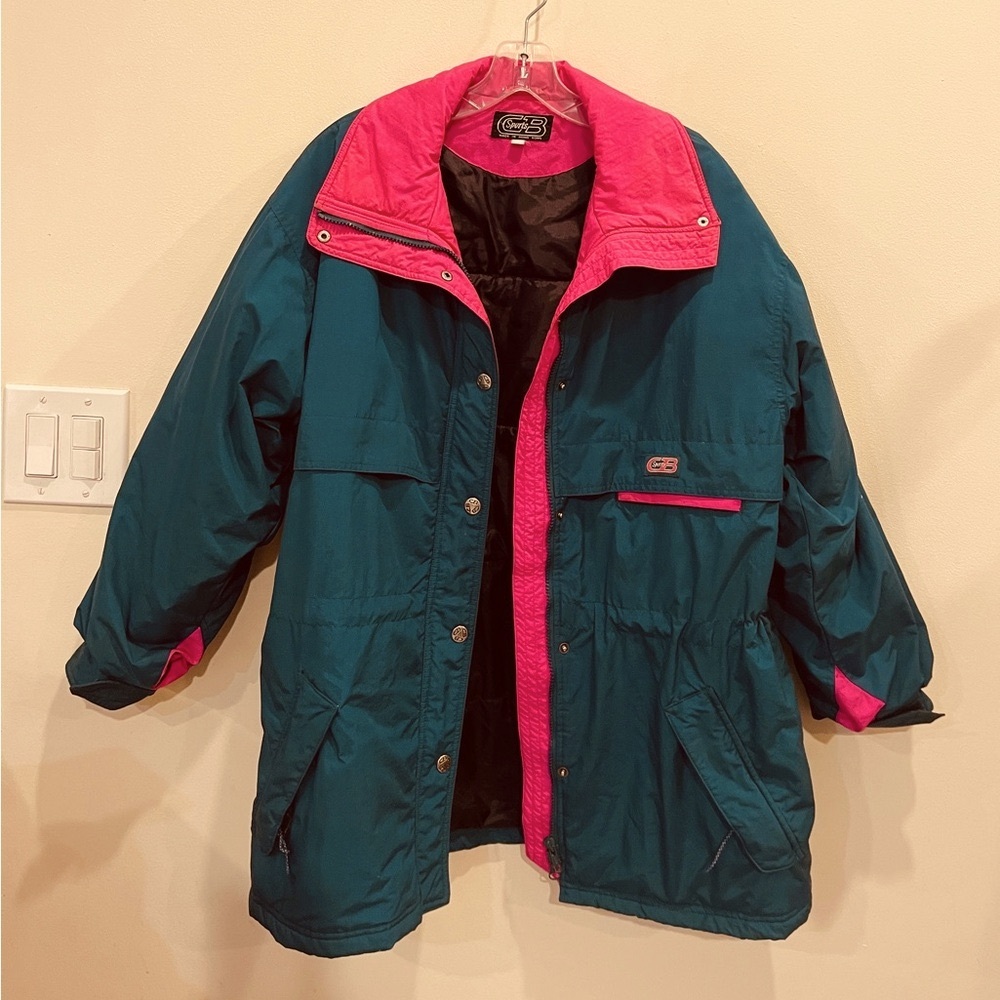 Vintage CB Sports Winter Ski Jacket Coat Teal and Pink - Picture 1 of 10